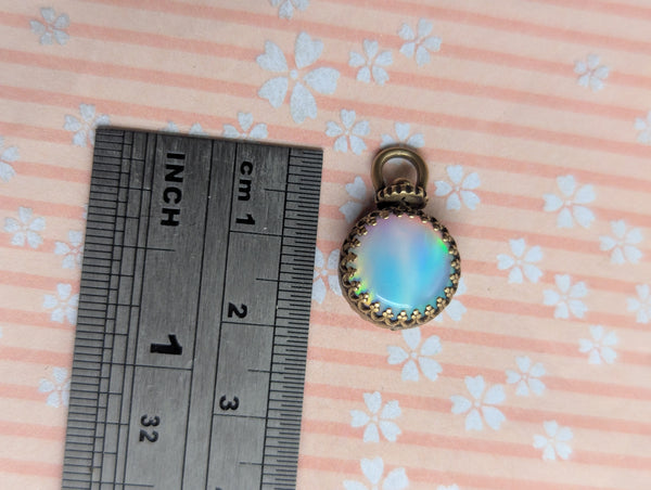 Aurora Opal Reversable Swivel Mini Pendant in Oxidized Brass