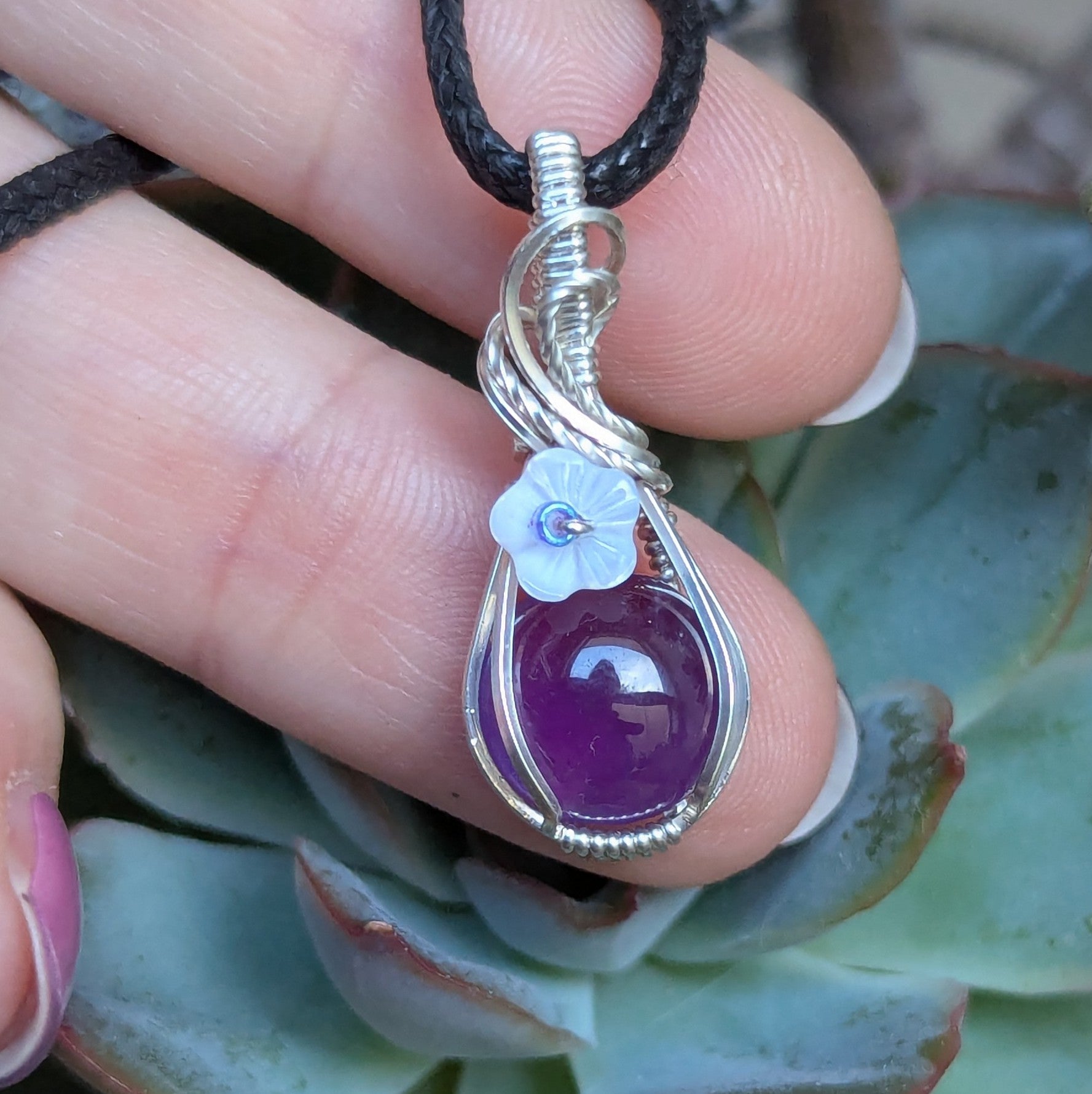 Amethyst Wire Wrapped Sterling Silver Mini Pendant