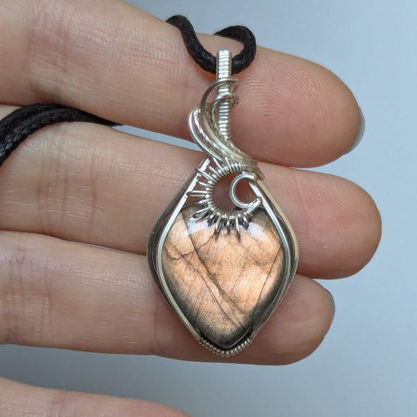 Labradorite Heart Pendant in Sterling Silver