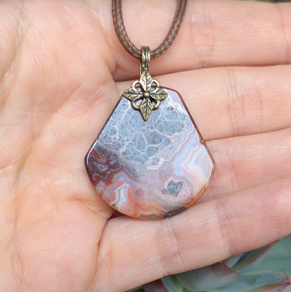 Red Jasper Pendant in Antique Brass