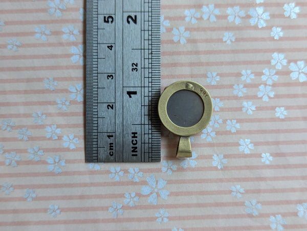 Grey Moonstone Pendant in Antique Brass