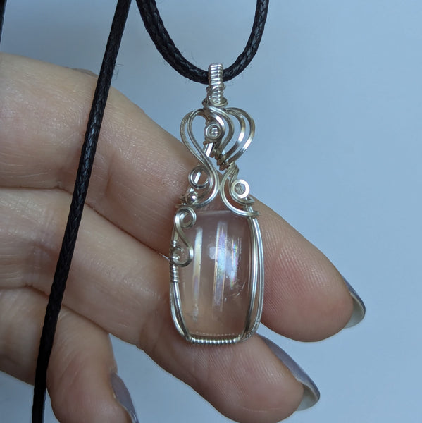 Malawi Moonstone Wire Wrapped Sterling Silver Pendant