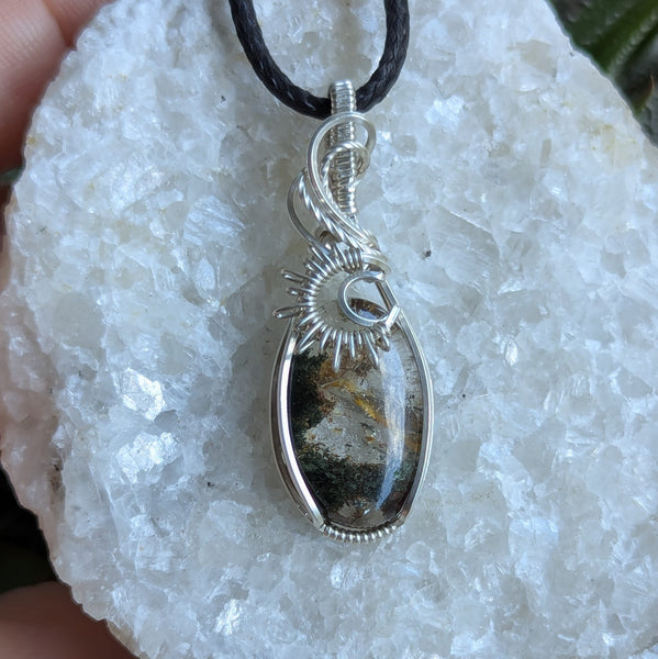 Lodolite Quartz Mini Pendant in Sterling Silver