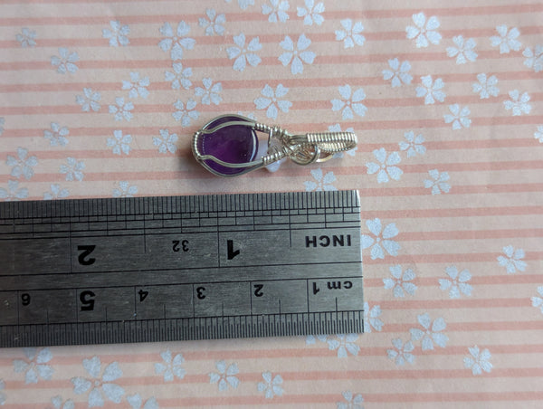 Amethyst Wire Wrapped Sterling Silver Mini Pendant