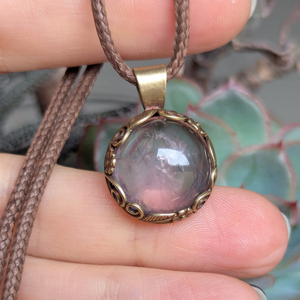 Amethyst Pendant in Antique Brass