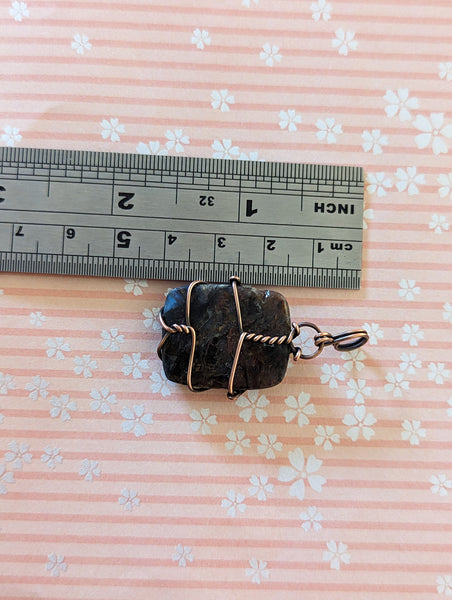Pietersite Wire Wrapped Oxidized Copper Pendant