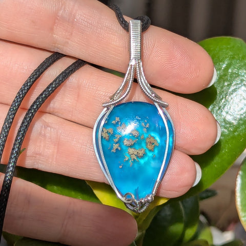 Moss Agate Doublet Wire Wrapped Pendant in Sterling Silver