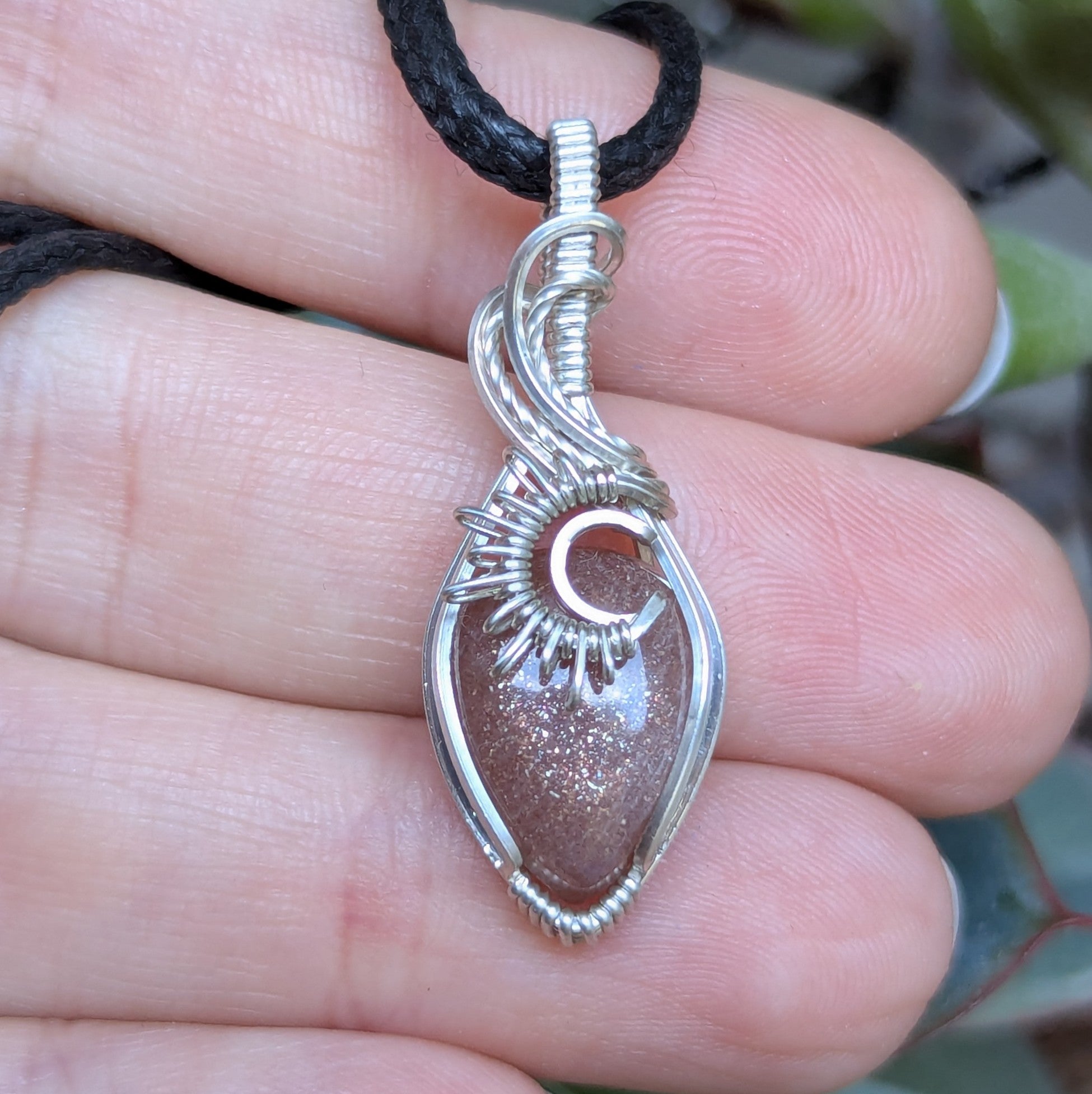 Peach Moonstone Mini Pendant in Sterling Silver