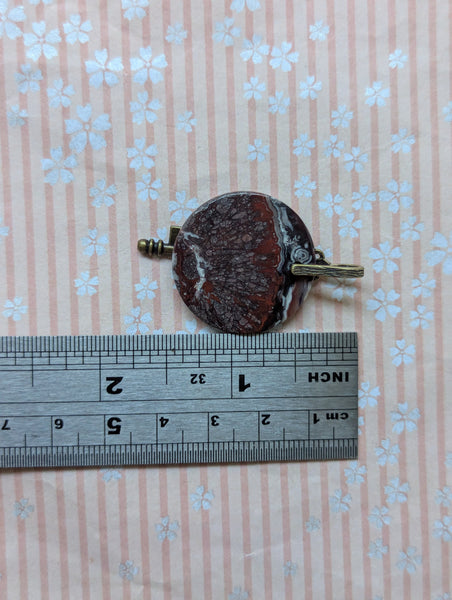 Red Jasper Pendant in Antique Brass