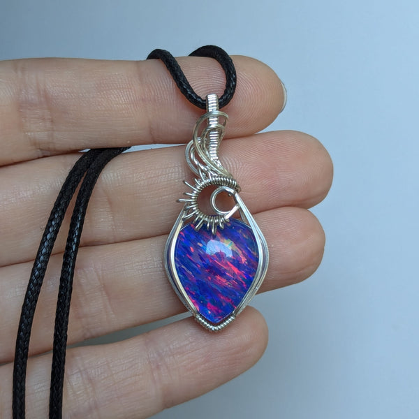 Bello Opal Doublet Wire Wrapped Sterling Silver Pendant