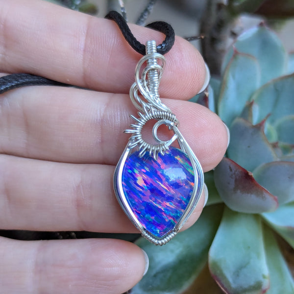 Bello Opal Doublet Wire Wrapped Sterling Silver Pendant