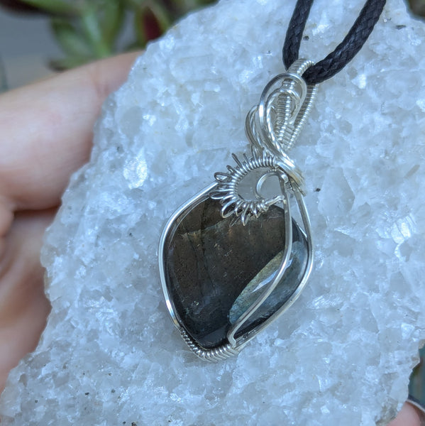 Labradorite Heart Pendant in Sterling Silver