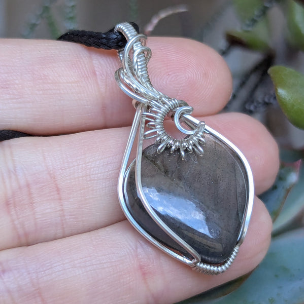 Labradorite Heart Pendant in Sterling Silver