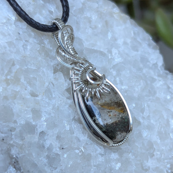 Lodolite Quartz Mini Pendant in Sterling Silver