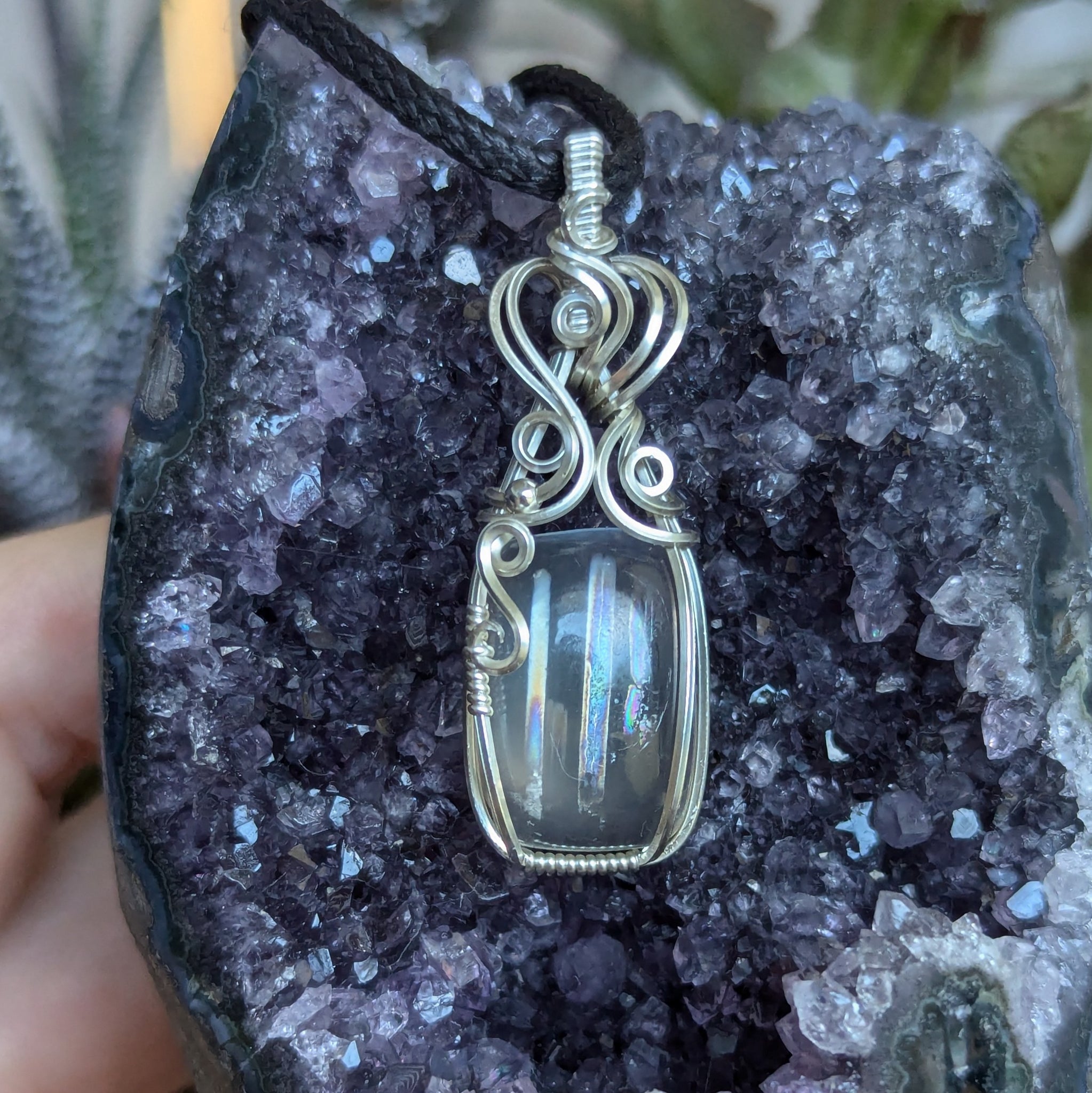 Malawi Moonstone Wire Wrapped Sterling Silver Pendant