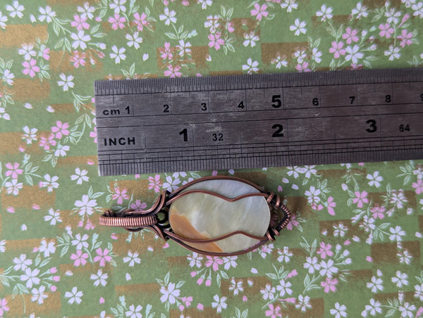 Fluorite Doublet Wire Wrapped Pendant in Oxidized Copper