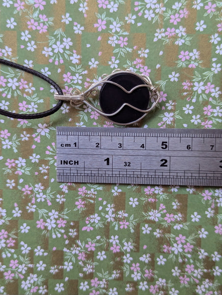 Plume Agate Doublet Wire Wrapped Pendant in Sterling Silver