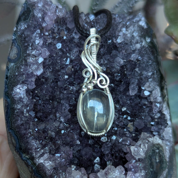 Malawi Moonstone Wire Wrapped Sterling Silver Pendant