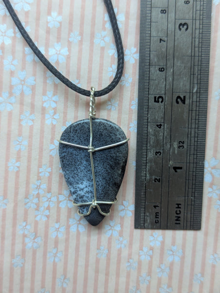 Merlinite Wire Wrapped Pendant in Sterling Silver