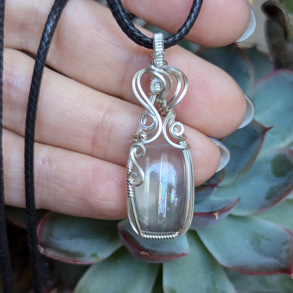 Malawi Moonstone Wire Wrapped Sterling Silver Pendant