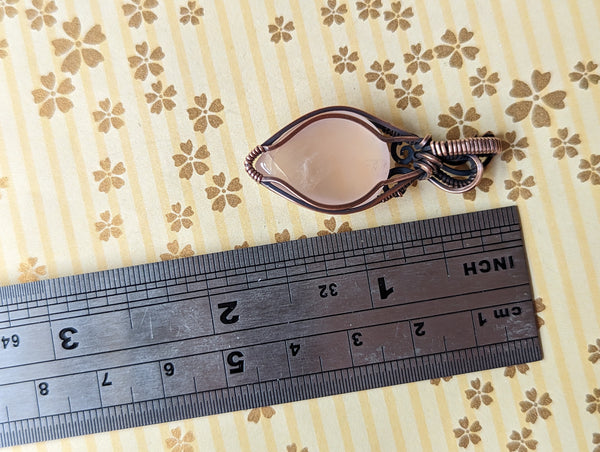Rose Quartz Pendant in Oxidized Copper