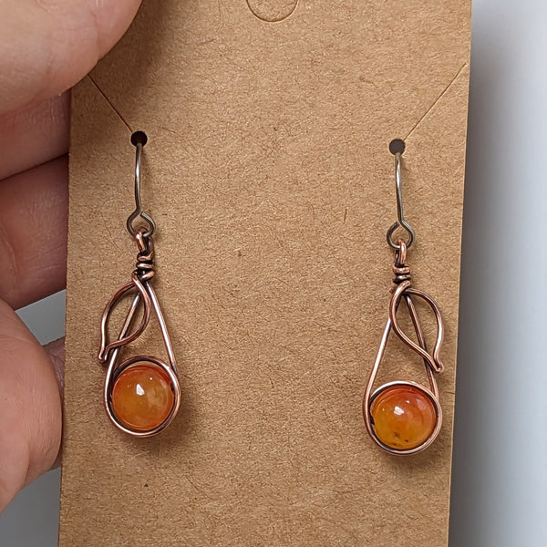 Agate Earrings in Oxidized Copper