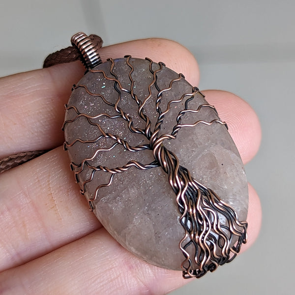 Belomorite Tree of Life Pendant in Oxidized Copper